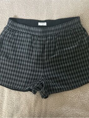 Babaton Black & White Gingham Elastic-Waist Shorts